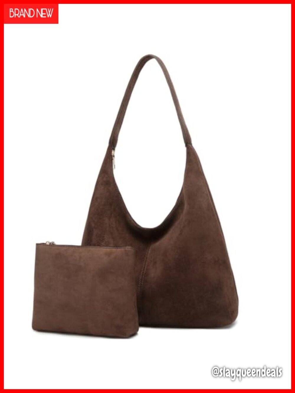 Faux Suede Slouchy Hobo Bag with Removable Pouch Women's Shoulder Purse